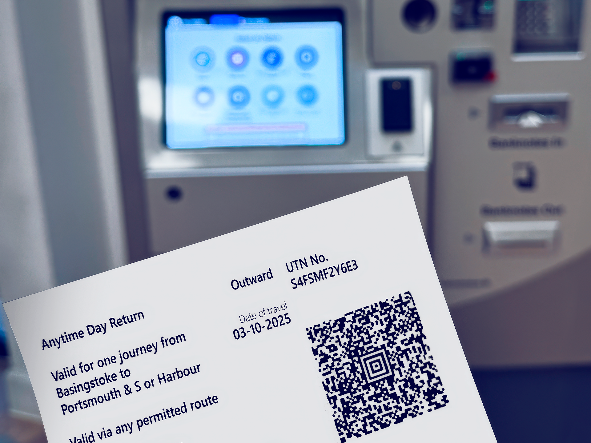 Ticket imprimé à côté d’équipements de la Paper-Roll Ticketing Solution
